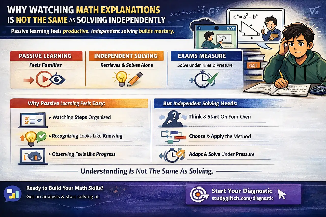 Why Watching Math Explanations Is Not the Same as Solving Independently